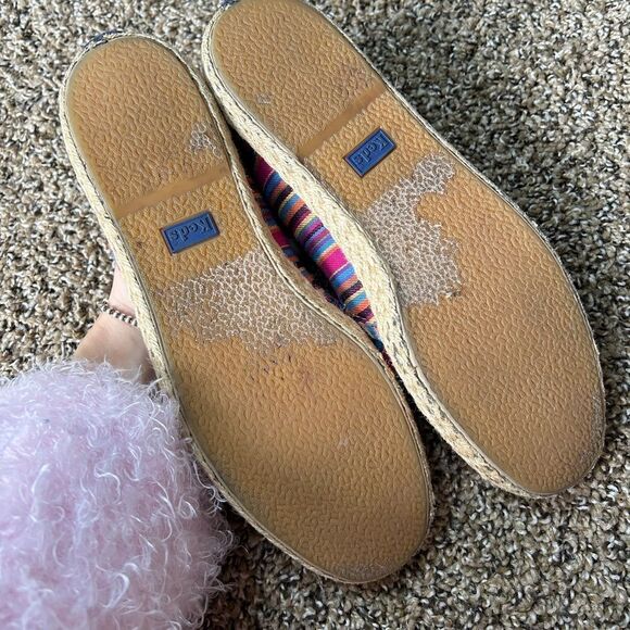 Keds Multi Colored Rainbow Hemp Heel Espadrille Slide On Shoes - Picture 6 of 10